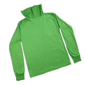 Vintage 1970s Neon Green Long Sleeve Turtleneck | Size M